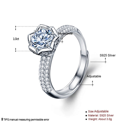 Classic Moissanite Sterling Silver 925 Ring