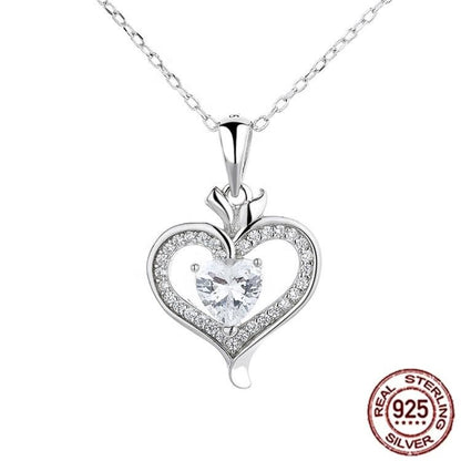 Panriya Sterling Silver 925 Heart shape with diamond Necklace | Gift for Women, Girls & Sister | With Authenticity and 925 Stamp